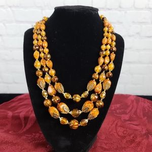 Vintage 70s Era triple strand necklace